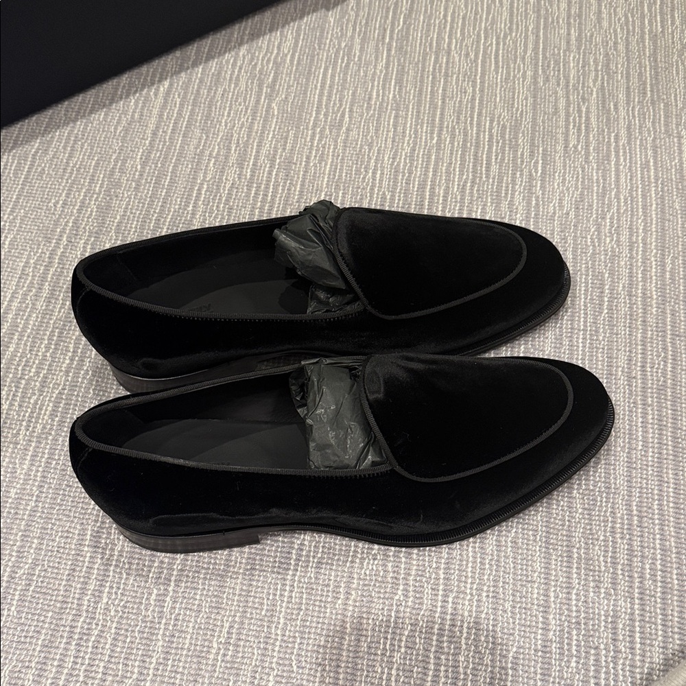 Mens Black Tuxedo Velvet Slip on Loafers